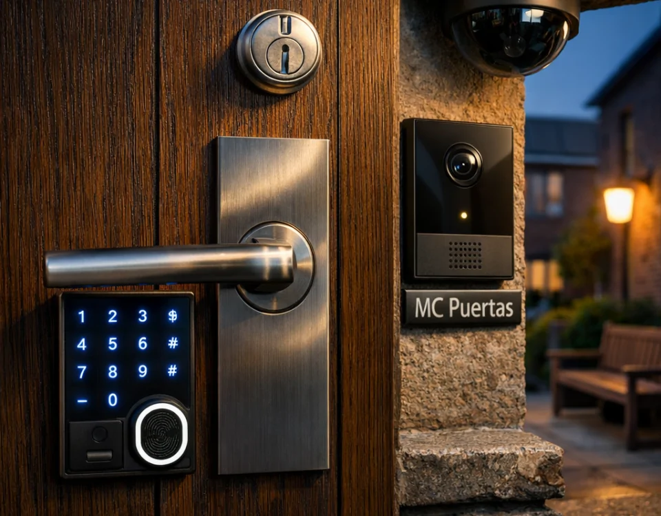 Estudio fotográfico de una puerta de entrada segura y acogedora, ideal para comunidades de vecinos: Cuales son las opciones mas seguras en puertas de entrada para comunidades de vecinos.