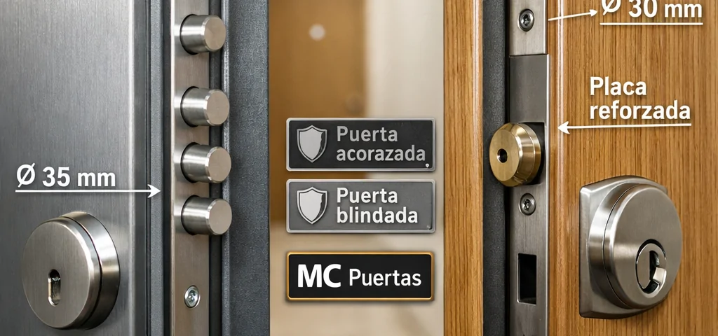 Cuales son las ventajas de instalar una puerta acorazada frente a una blindada: dos puertas reforzadas con cerraduras