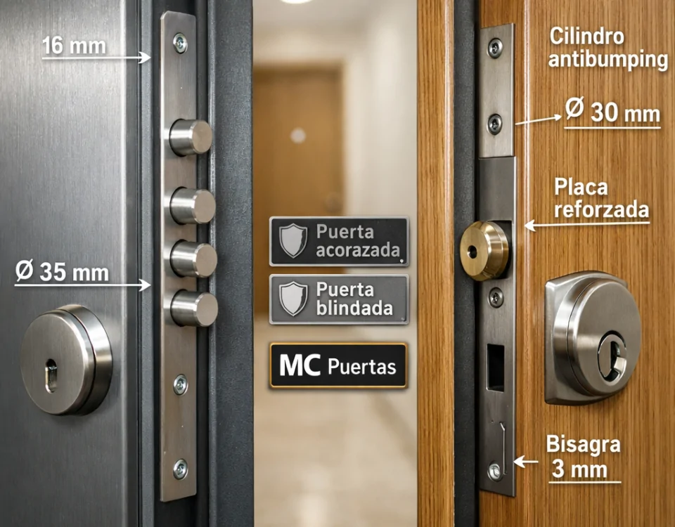 Cuales son las ventajas de instalar una puerta acorazada frente a una blindada: dos puertas reforzadas con cerraduras